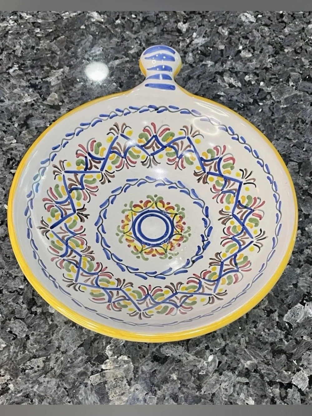 Handmade Puente Del Arzobispo Toledo Spain Serving Bowl with Handle 8”